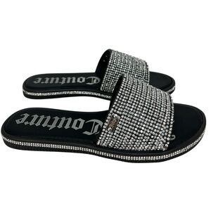 JUICY COUTURE Rhinestone Pearl Bling Rubber Sandals 7.5
